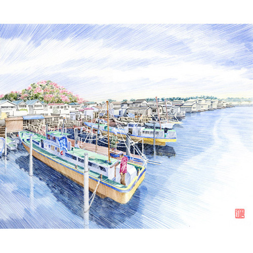 野島漁港、桜